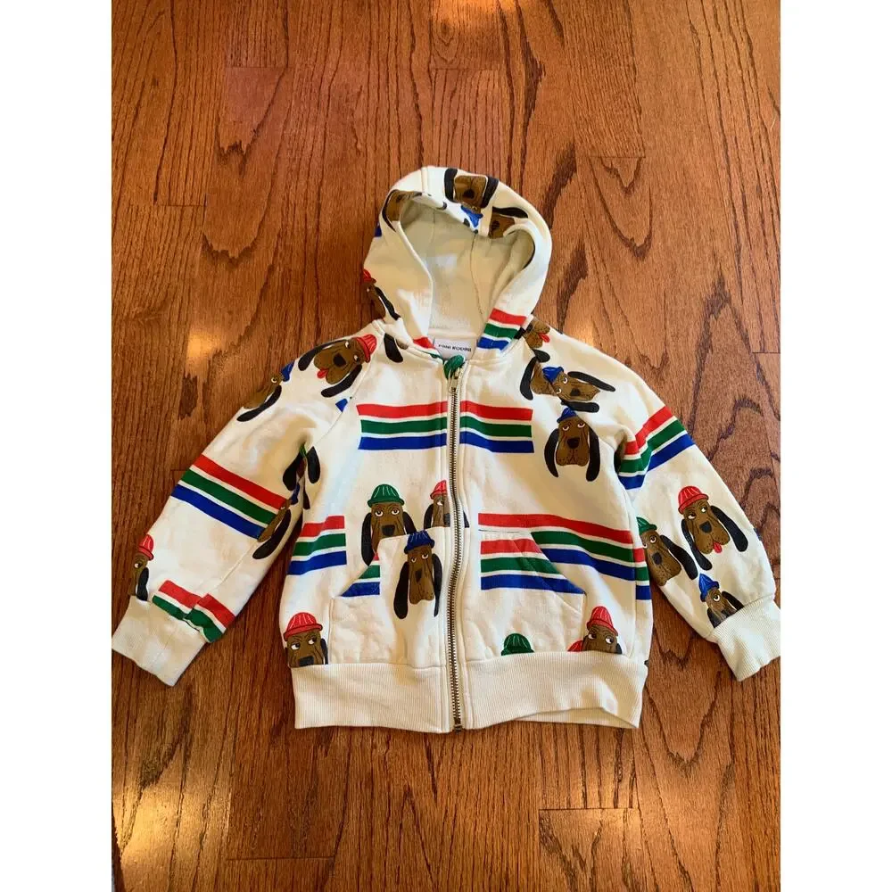 Mini Rodini Bloodhound Dog 100% Cotton AOP Sweatsuit | Multi | 3-5 years